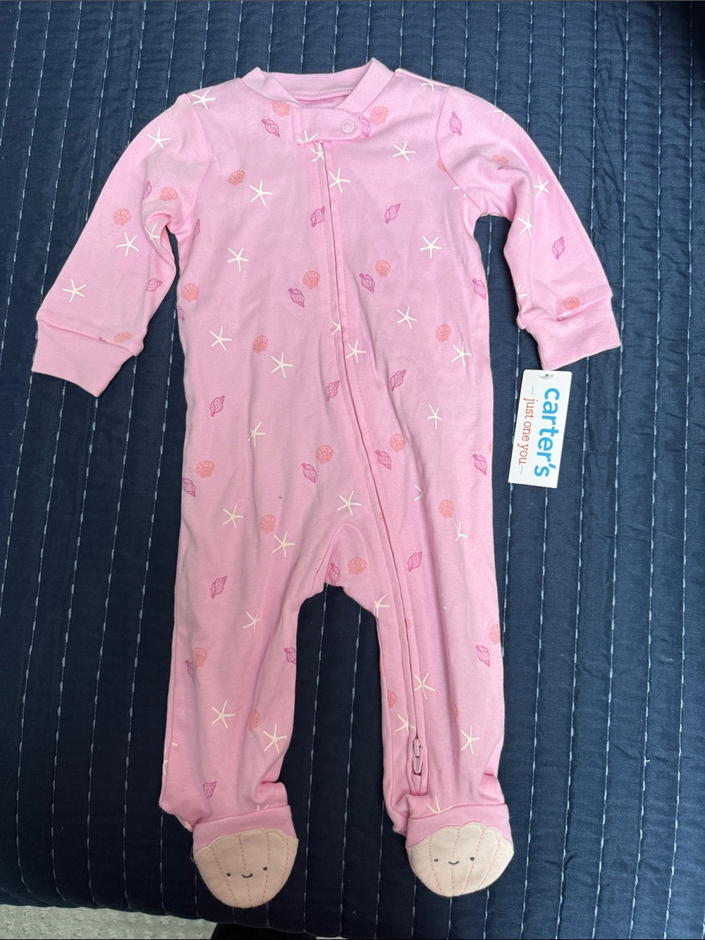 Carter's Pink Shell & Starfish Footed One-Piece